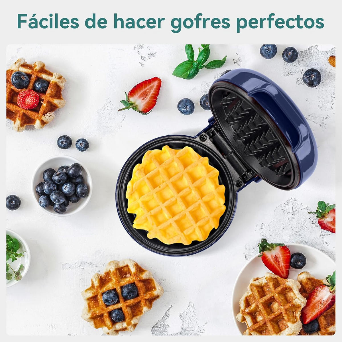 WAFFELEISEN Blau, 10 cm Backfläche - Blau, Metall (10.5/18.3/14.6cm) - YASHE