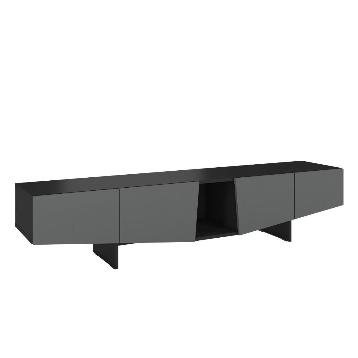 LOWBOARD Wing, Asymmetrische Fronten, 200 cm, Schwarz und Grau - Schwarz/Grau, Holzwerkstoff (200.2/43.8/41.8cm) - Skandica