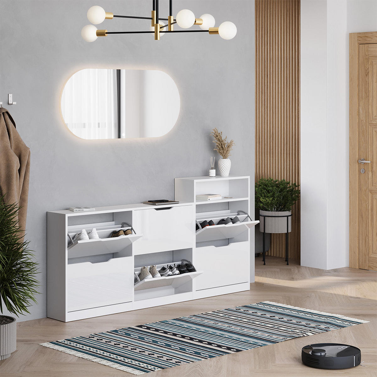 SKLÁPAČ TOPÁNOK Luca Biela/biela s vysokým leskom - biela s vysokým leskom, kompozitné drevo (116.6/72.5/22cm) - Vicco