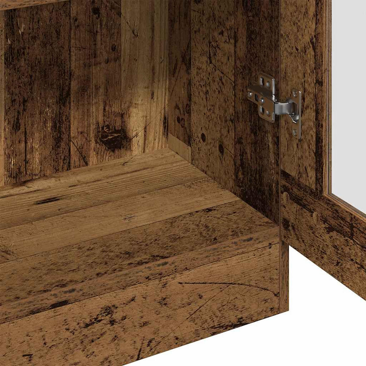 VITRINE mit Glas Türen, 4 Ablagen 82,5/30,5/185 cm aus Holzwerkstoff Altholz-Optik Dekor - Graubraun, Holz (82.5/185/30.5cm) - vidaXL