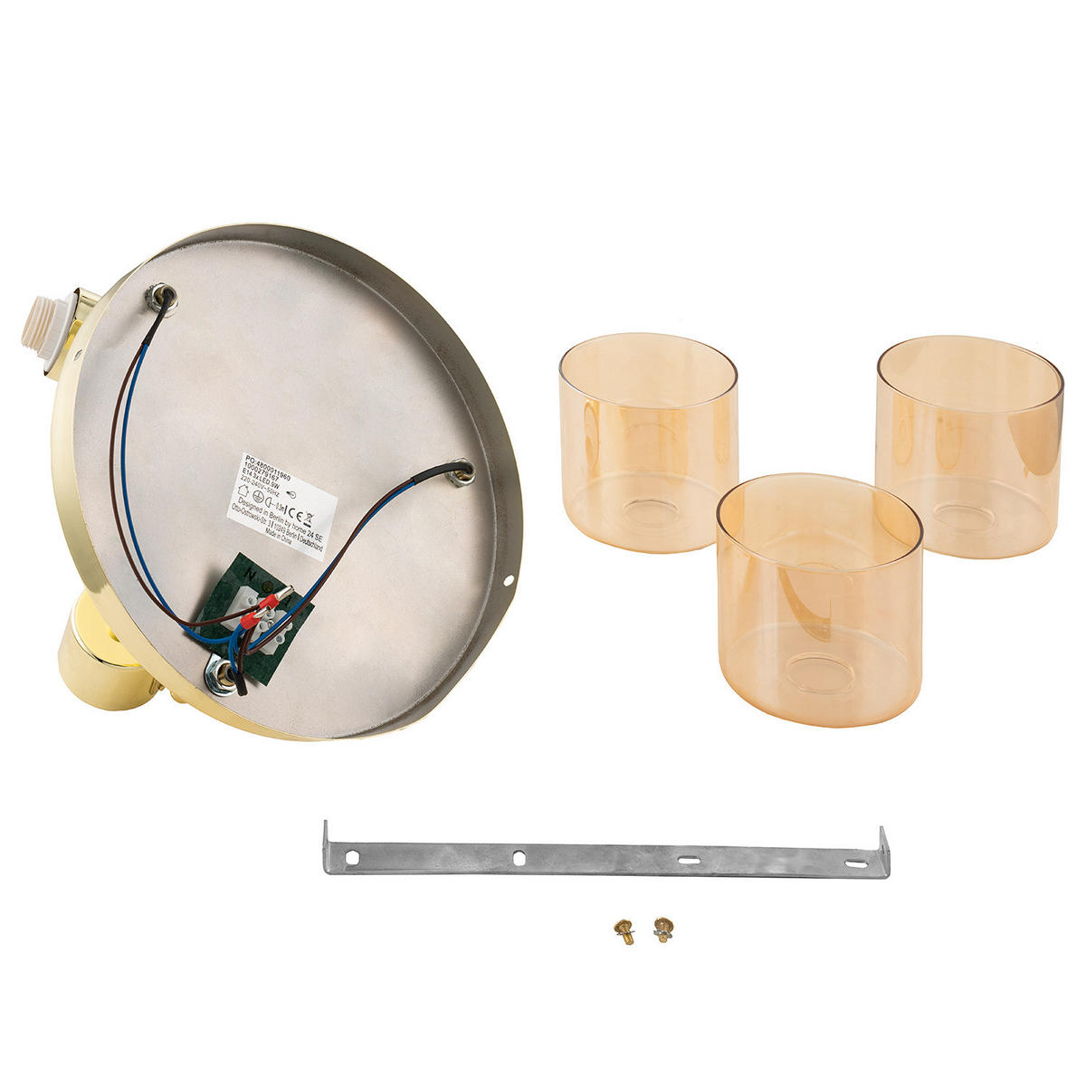 DECKENLEUCHTE - Metall / Glas, 3-flammig - Goldfarben, Glas (30/30/18cm) - home24