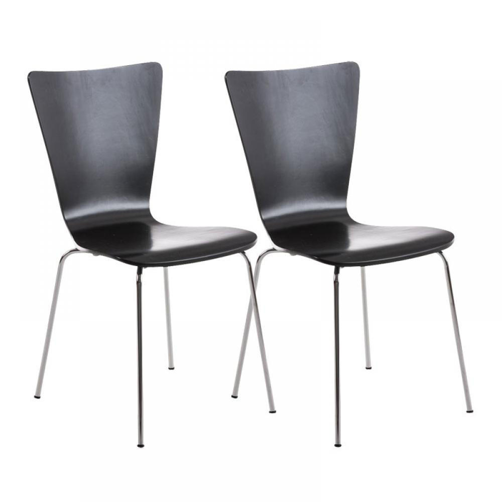 BESUCHERSTUHL 2er Set Holz schwarz - Schwarz, Holz/Metall (43/84/50cm) - CLP