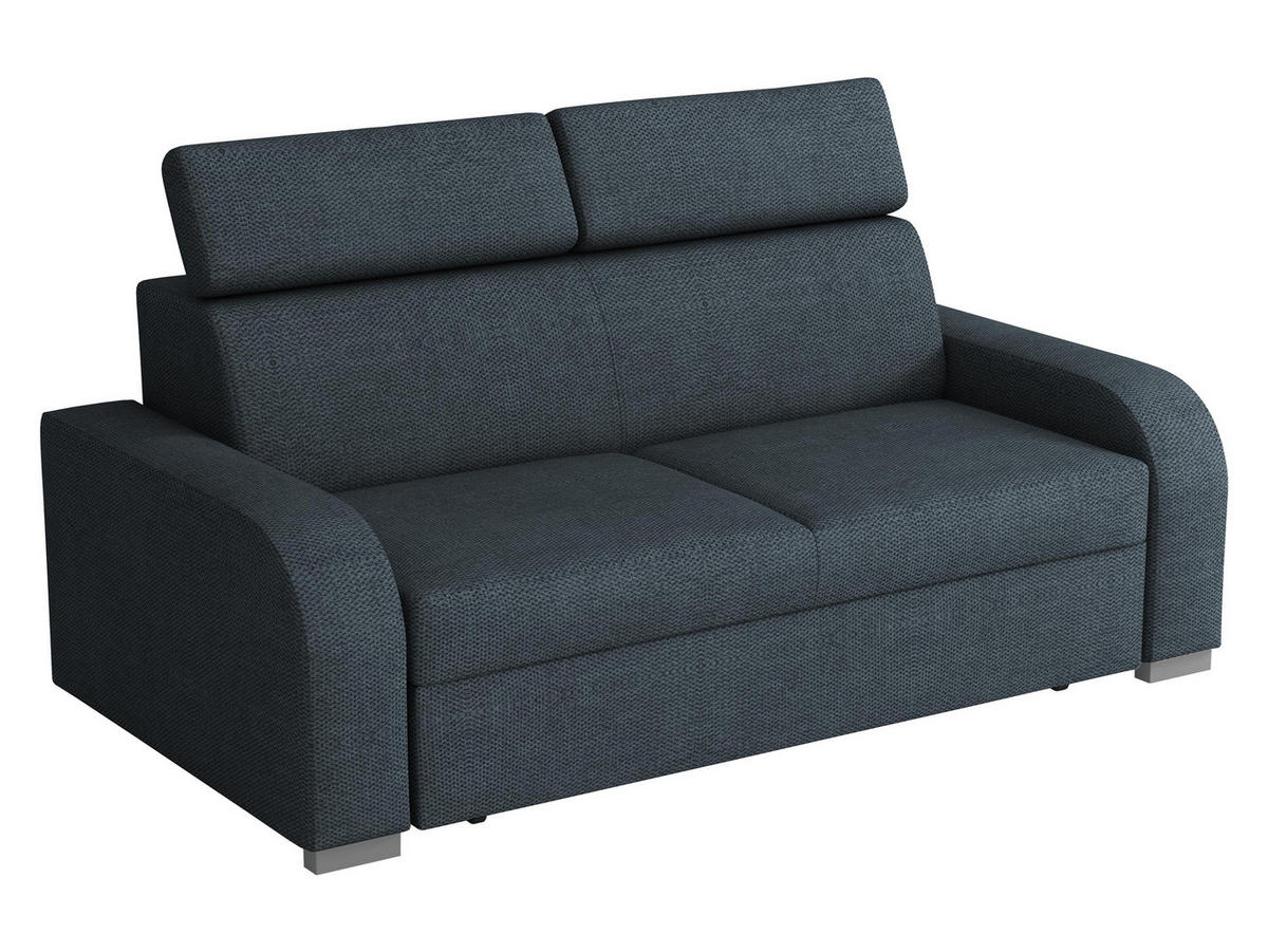 SOFA Oslo 3 - Silberfarben/Dunkelblau, Holz/Kunststoff (200/85/100cm) - MIRJAN24