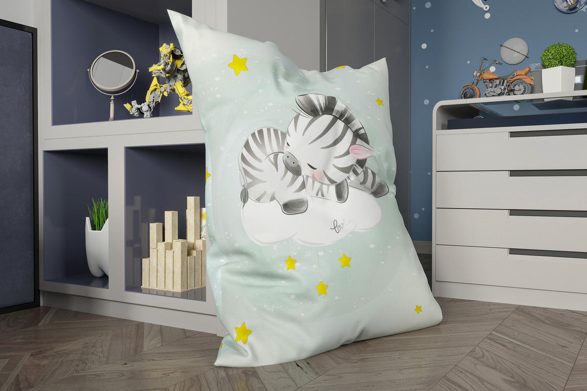 KINDER-SITZSACK - Zebra - Pastellgrün/Weiß, Textil (100/25/135cm) - Green Bean