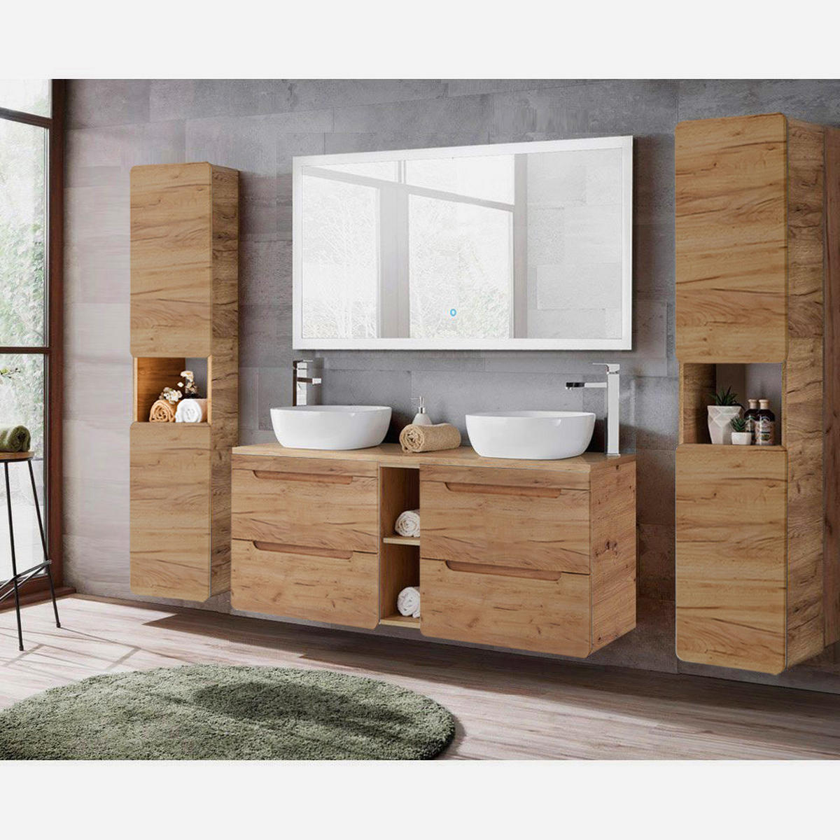 BADMÖBEL-SET 4-TLG. Luton-56 - Braun, Holzwerkstoff (240/200/46cm) - Lomado