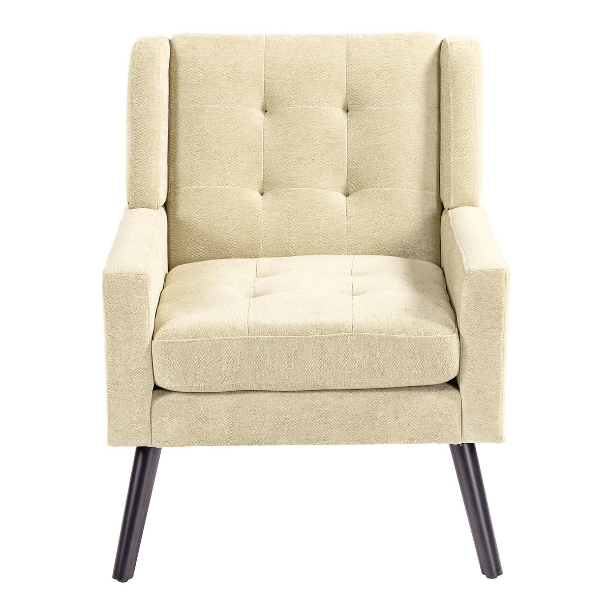 POLSTERSTUHL Leinen mit Tufting, Massivholzbeinen 68/76/88 cm Beige 130 kg - Beige, Textil (76/88/68cm) - Redom