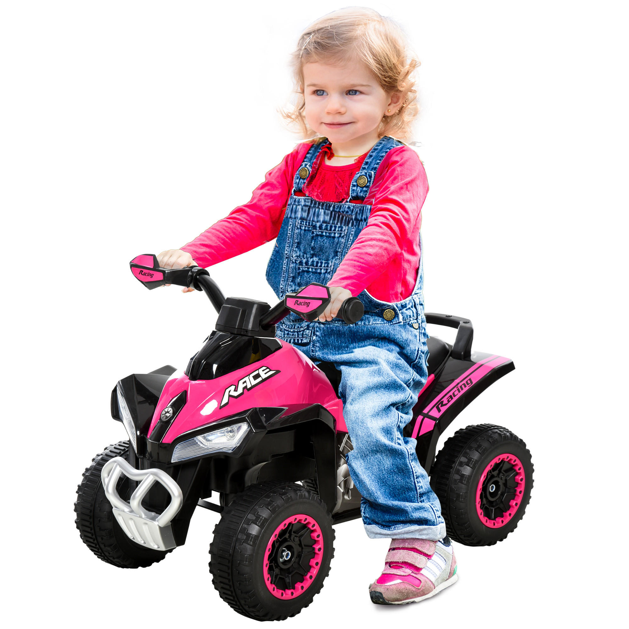 KINDERQUAD DE-16913 mit LED-Licht & Sound Pink/Schwarz - Pink, Kunststoff (67/38/44cm) - ComfortXL
