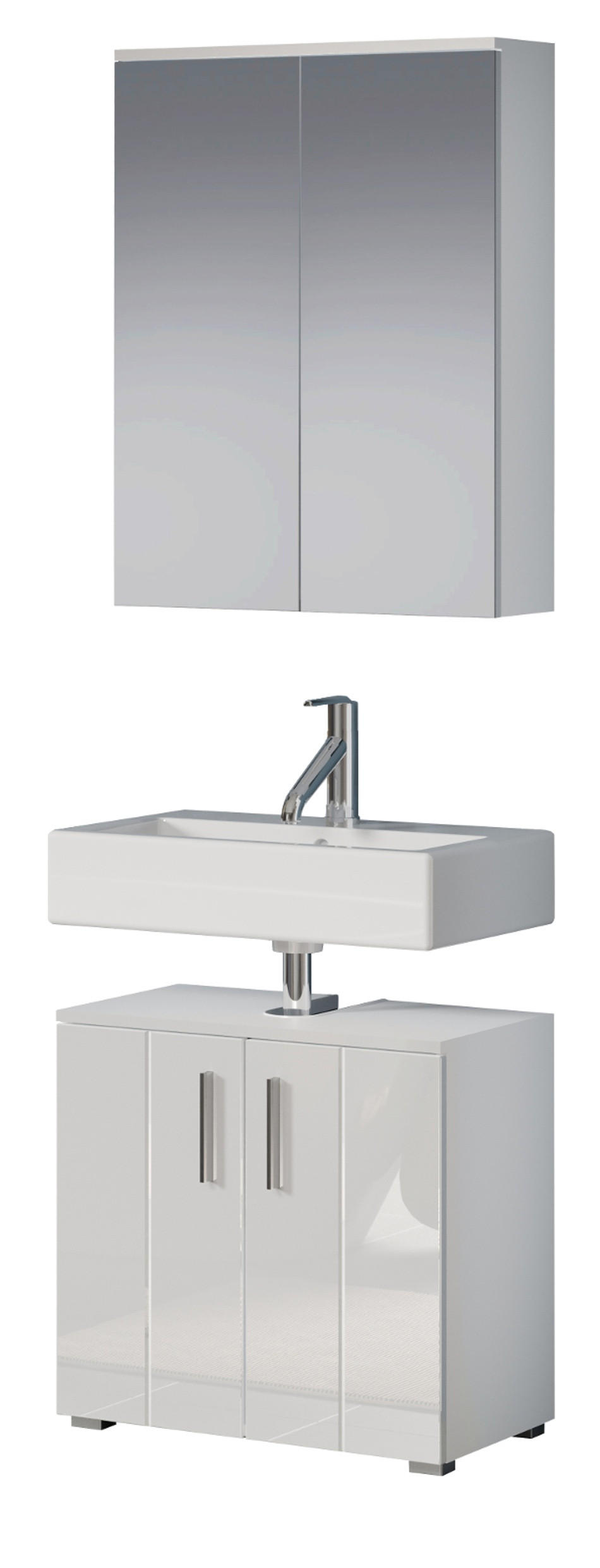 Top.Furn Badmöbel-Set Weiß Hochglanz 60x192x32 cm