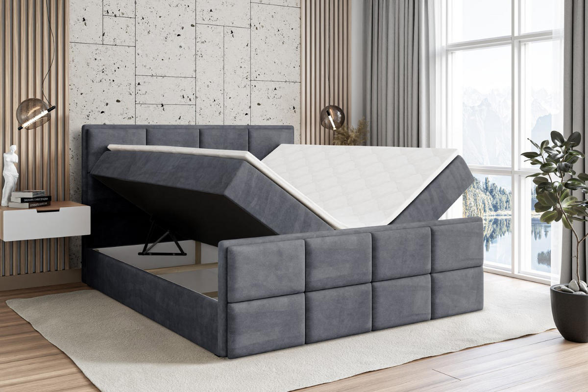 BOXBETT NOVA-Z - 120 x 200 - H4 - Dunkelgrau - Dunkelgrau, Holzwerkstoff (120/200cm) - ALTDECOR