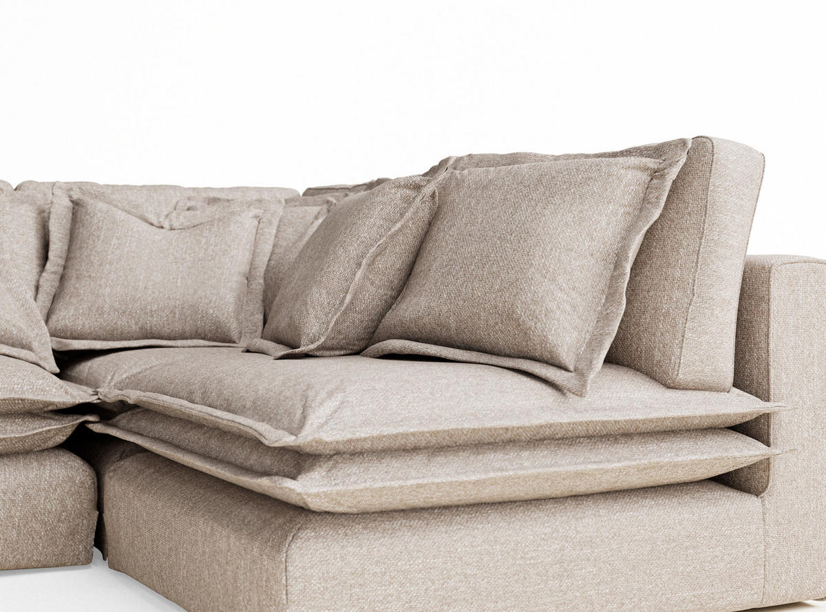 ECKSOFA Amalfi Hellbraun Webstoff - Schwarz/Braun, Holz/Holzwerkstoff (238/222cm) - Maison de Reve