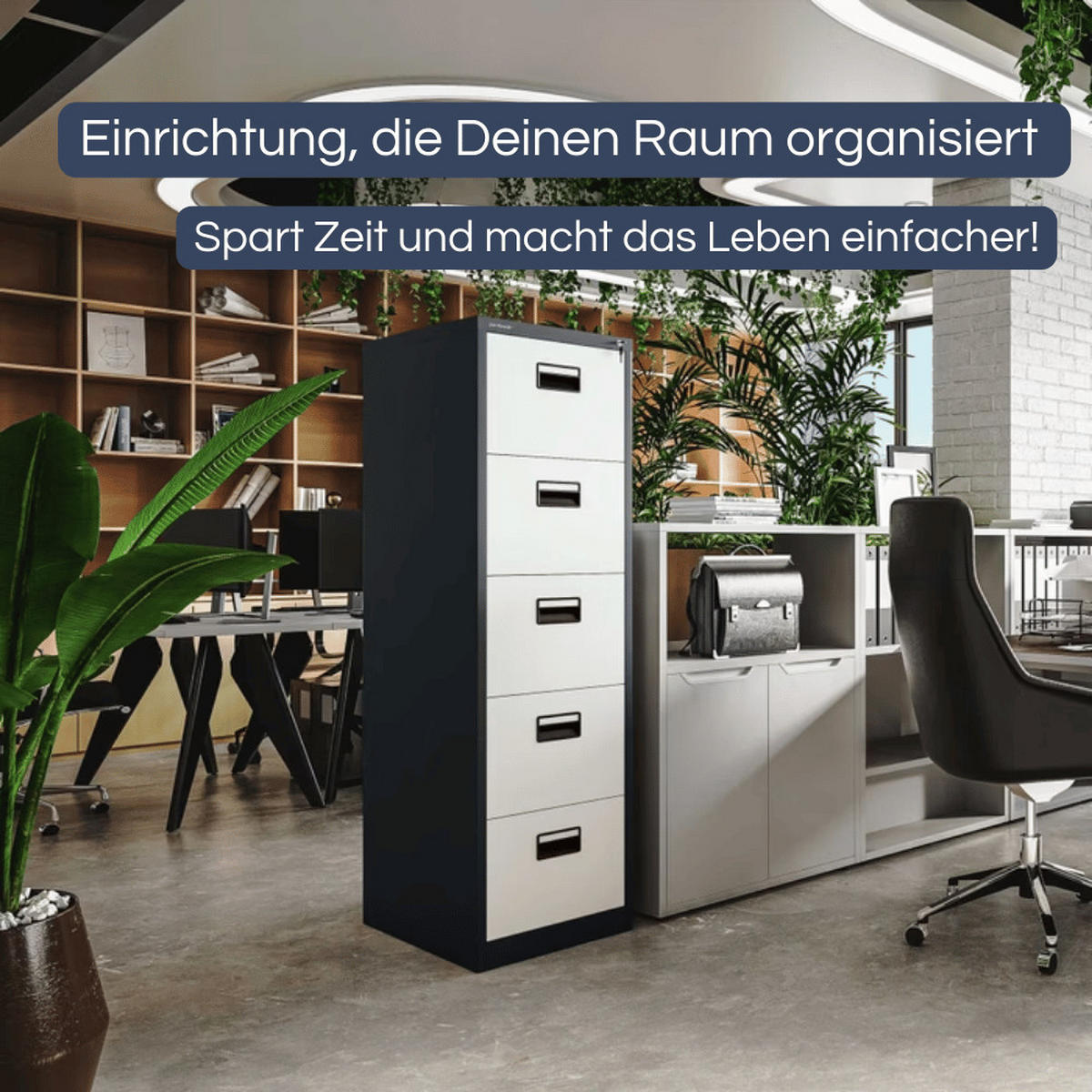 HÄNGEREGISTERSCHRANK abschließbar TION 5 Schubladen 163x46x62cm Anthrazit-Weiß - Anthrazit, Metall (46/163/62cm) - DELUKE