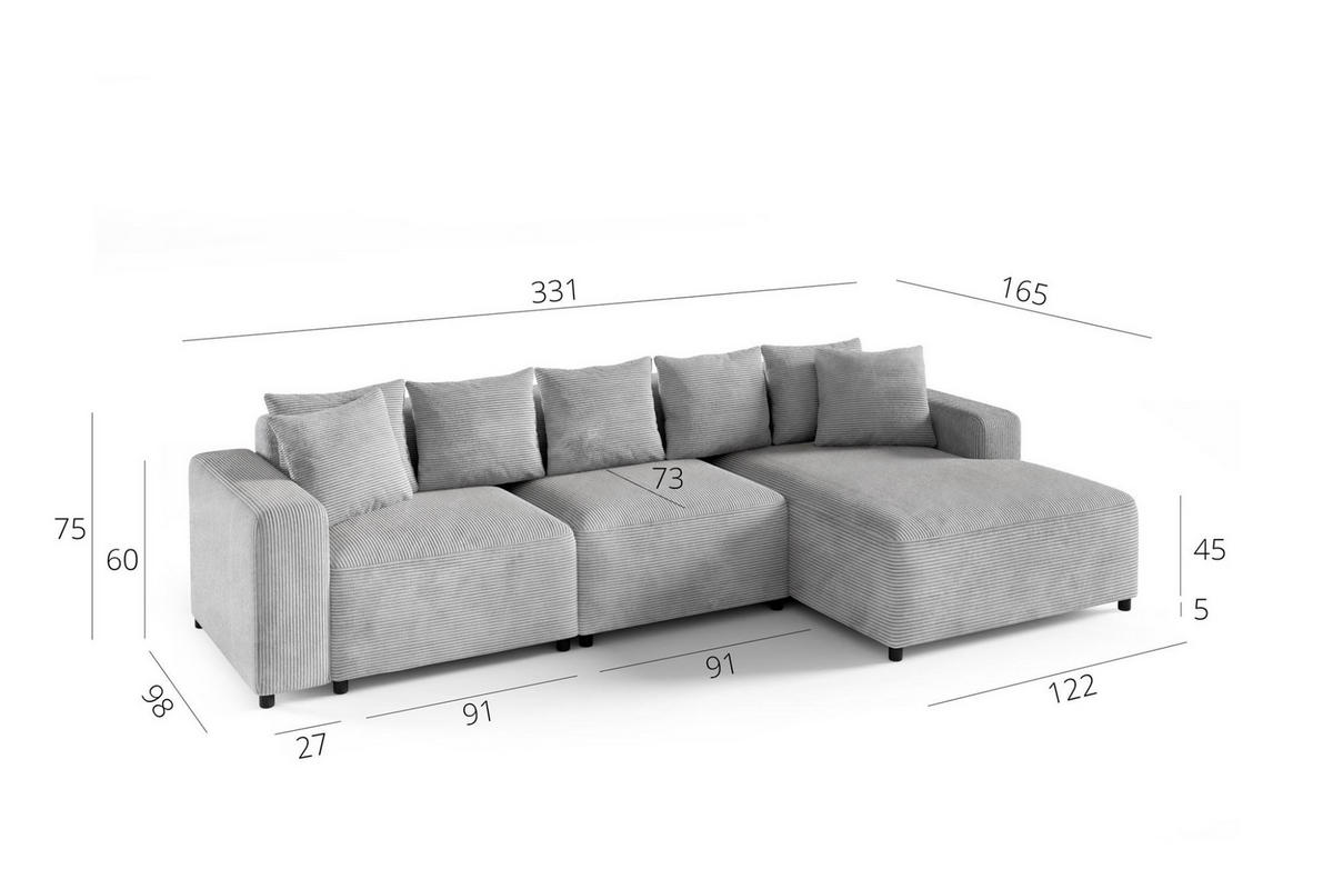 ECKSOFA Megan In Salvador - Dunkelgrün, Holzwerkstoff/Textil (331/165cm) - Fun Möbel