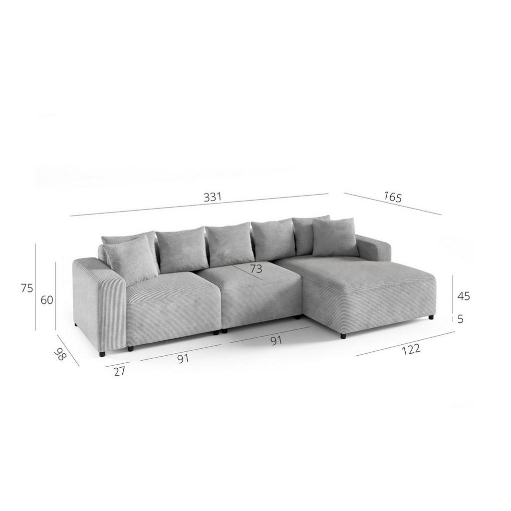Thumbnail - Fun Möbel Ecksofa, Dunkelgrün, Textil, Ottomane links, 331x165 cm, Wohnzimmer, Sofas & Couches, Wohnlandschaften, Ecksof...