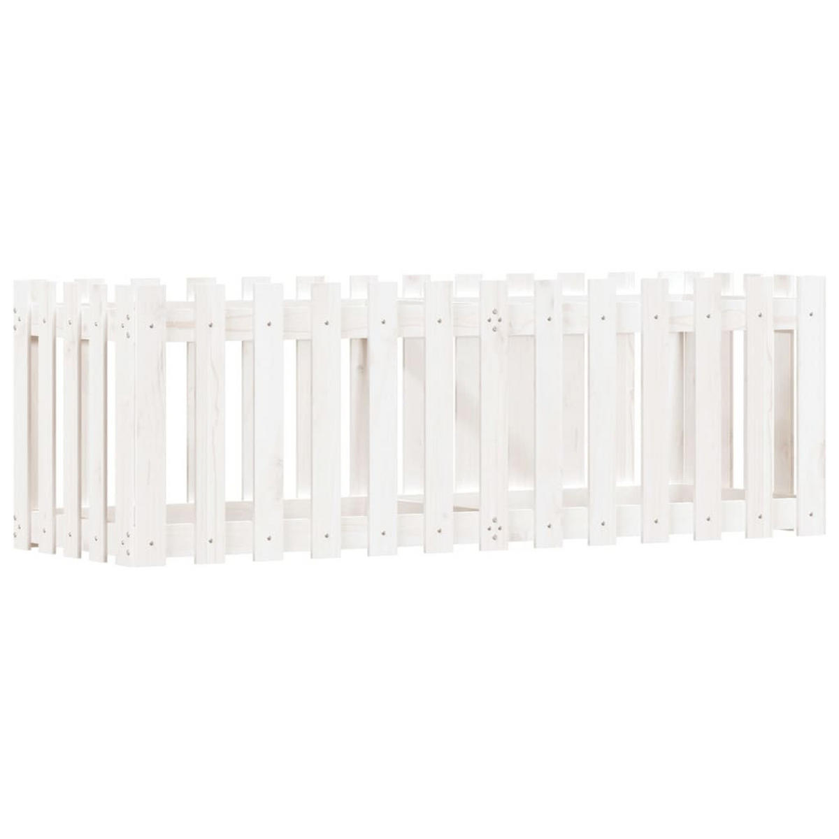 HOCHBEET Lattenzaun-Design Weiß 150x50x50 cm Massivholz Kiefer - Weiß, Holz (50/50/150cm) - furnicato