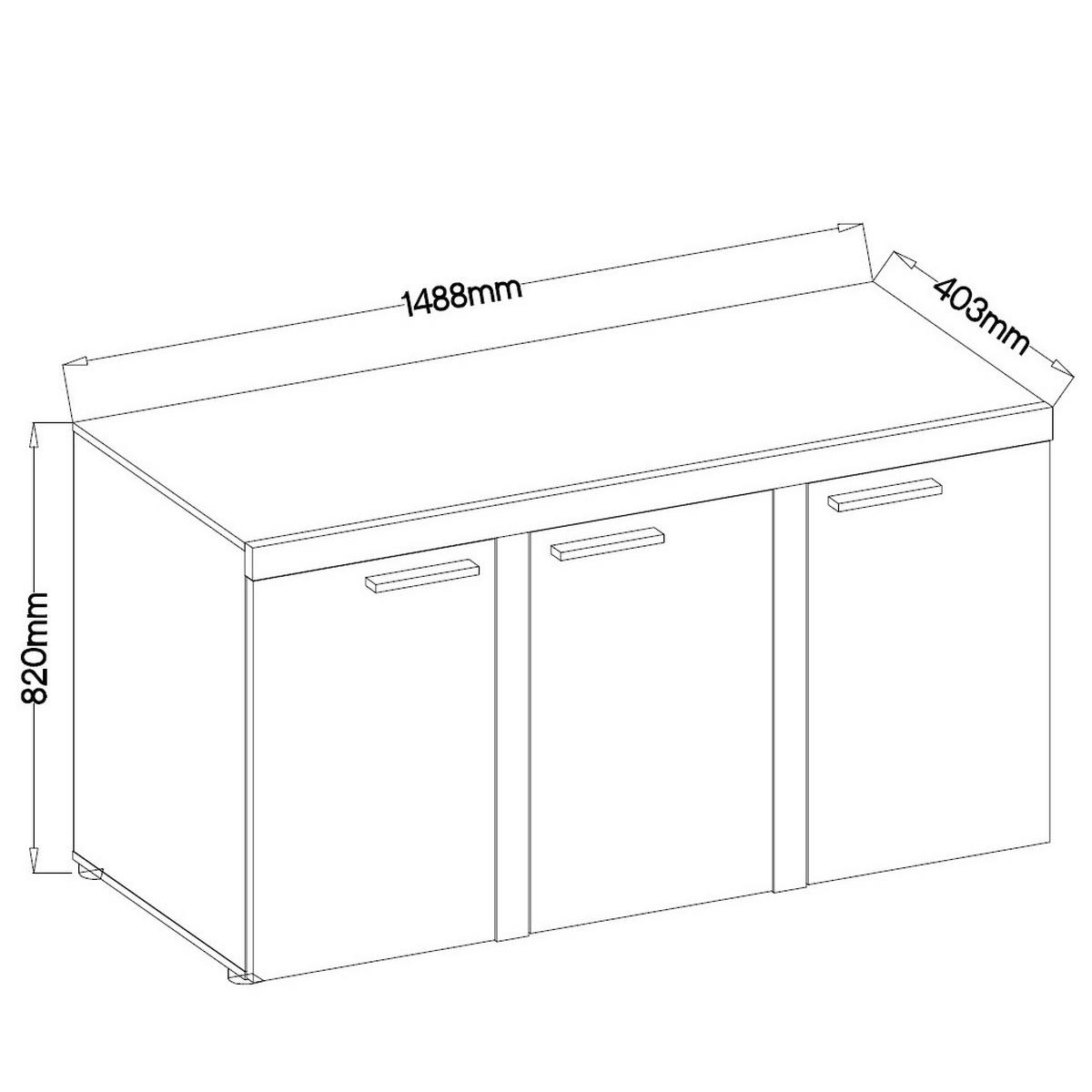 SIDEBOARD RITMO 149/82/40 cm mit 3 Türen Hellgrau - Hellgrau/Braun, Holzwerkstoff (149/82/40cm) - MASSENO