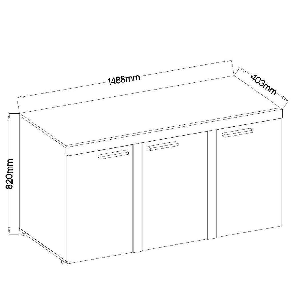 Thumbnail - Masseno Sideboard, Hellgrau, Holzwerkstoff, 149x82x40 cm, Wohnzimmer, Kommoden & Sideboards, Sideboards