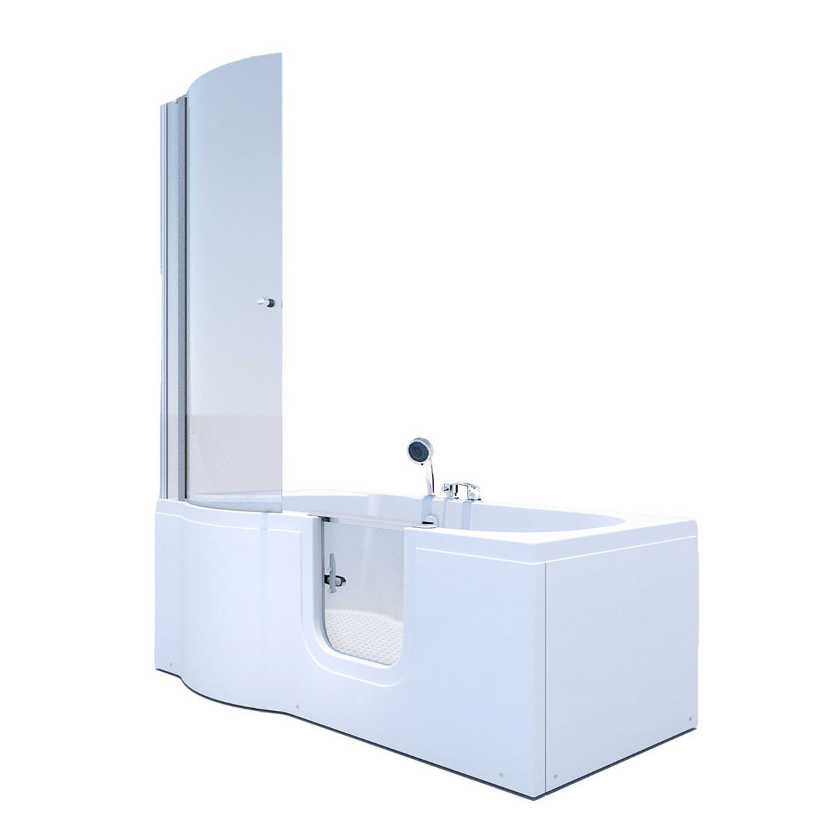 SENIORENDUSCHE mit Tür S12D-EH-R-EC 85x170 cm - Weiß, Glas/Kunststoff (85/170/200cm) - AcquaVapore by Sandra Jentho