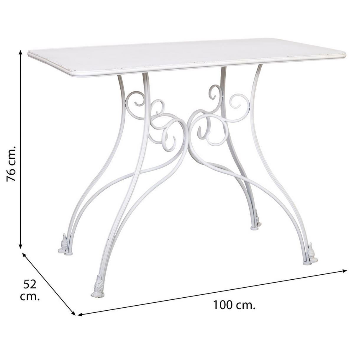KONSOLENTISCH aus Metall, weiß, 100x52x76cm - Weiß, Holz (52/100/76cm) - Wanderlust
