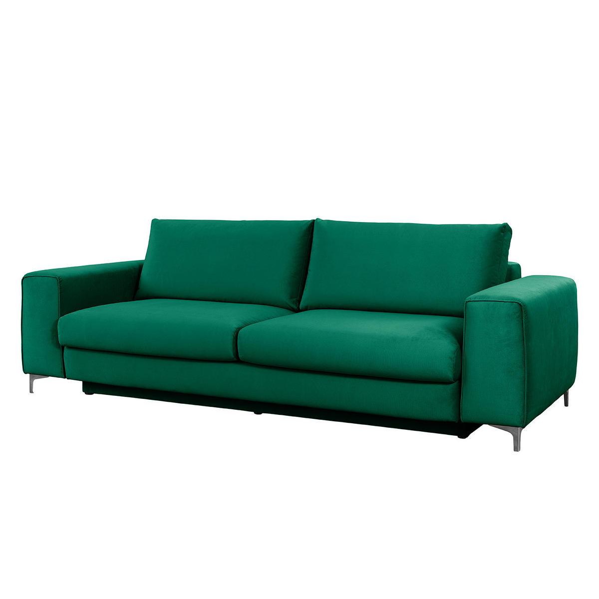 SCHLAFSOFA - Samt - Silberfarben/Olivgrün, Textil/Metall (265/91/105cm) - home24