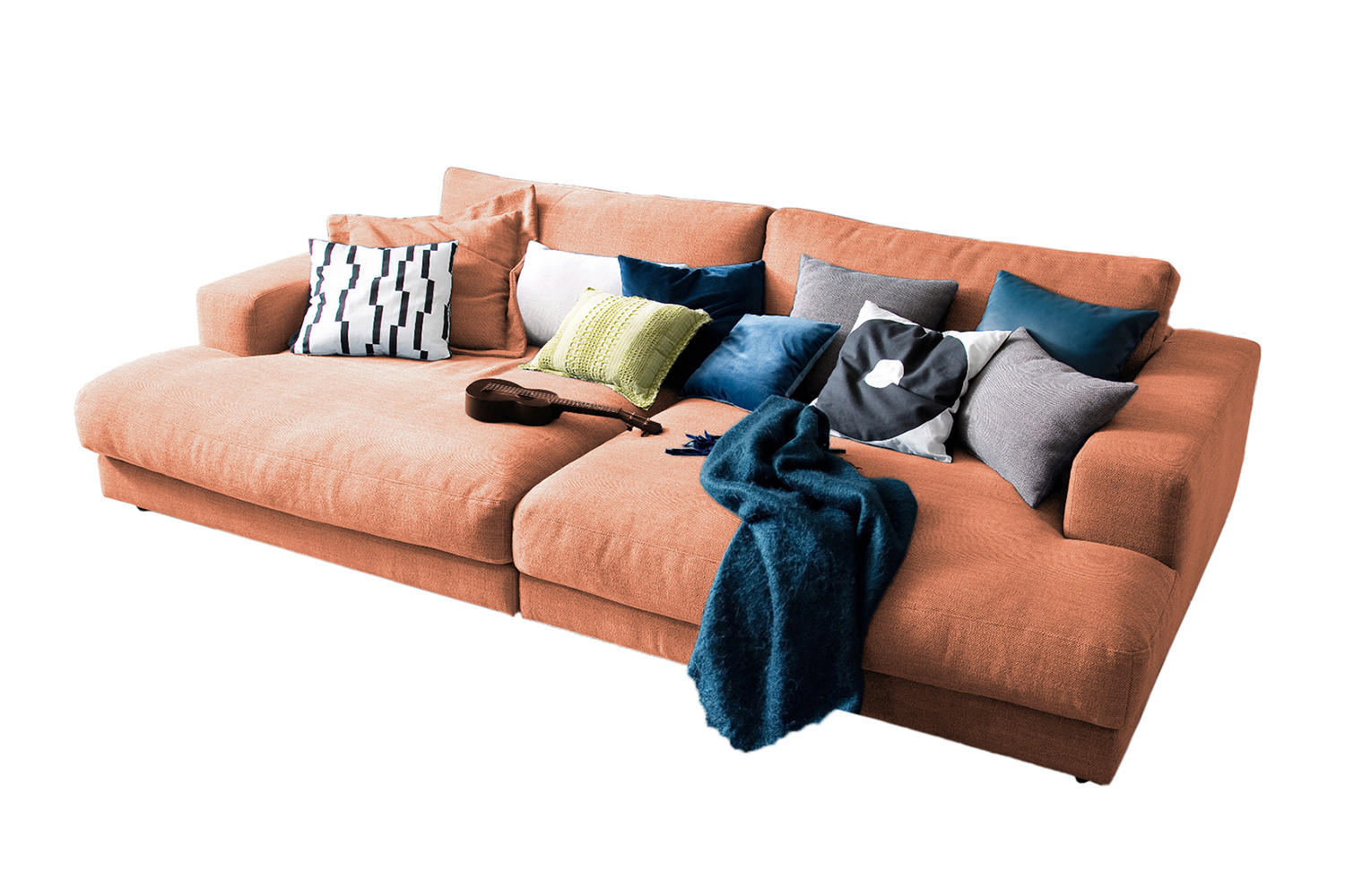BIG SOFA MADELINE Braun Webstoff - Cognac/Dunkelbraun, Kunststoff/Textil (290/85/170cm) - KAWOLA