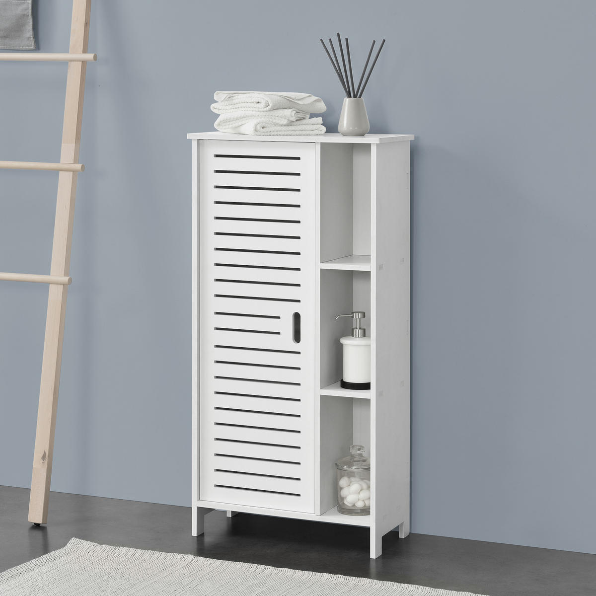 SEITENSCHRANK Vansbro - Weiß, Kunststoff (48/96/24cm) - [en.casa]