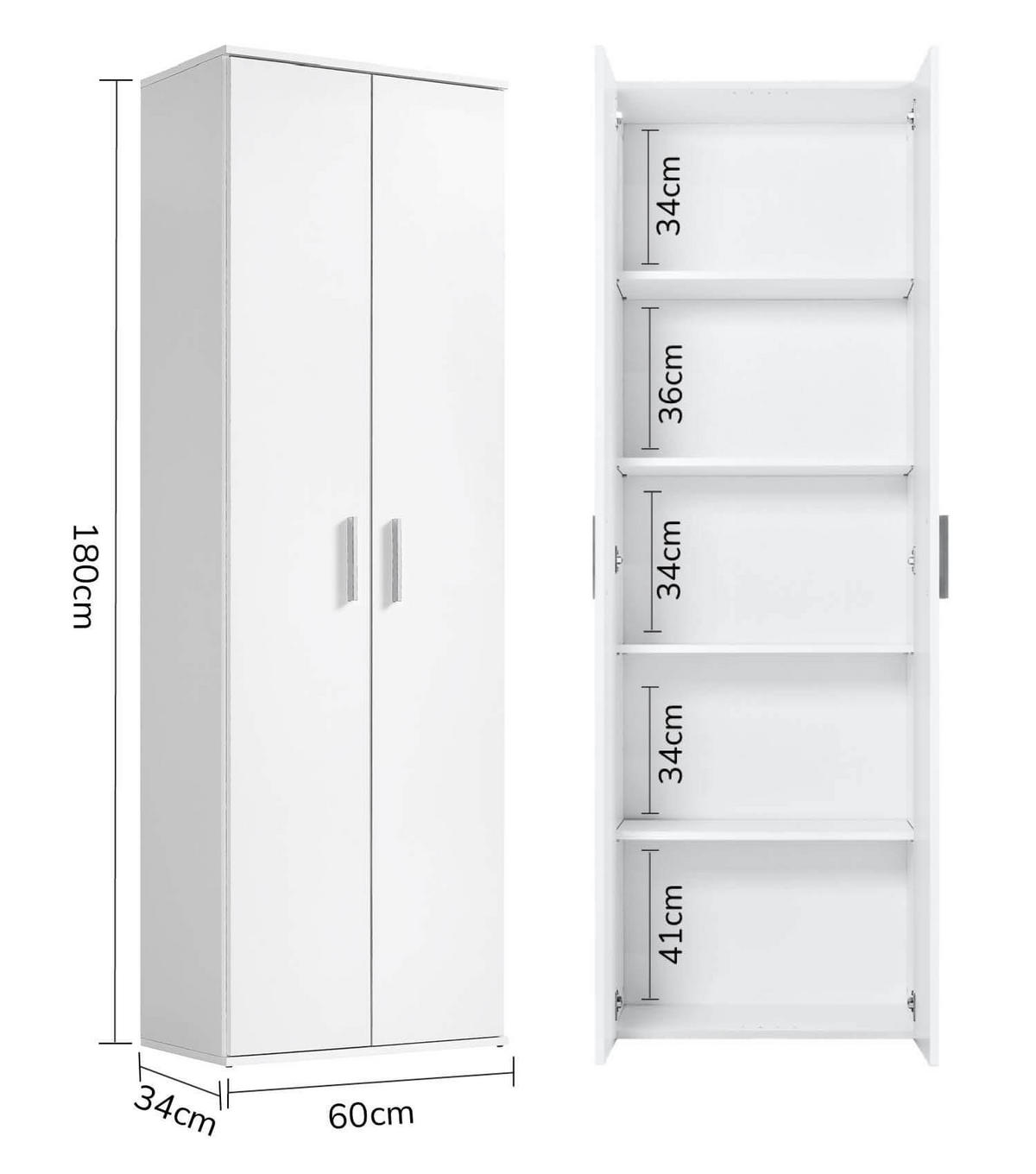 MEHRZWECKSCHRANK Der Lange - Weiß, Holzwerkstoff (60/180/34cm) - Mokebo