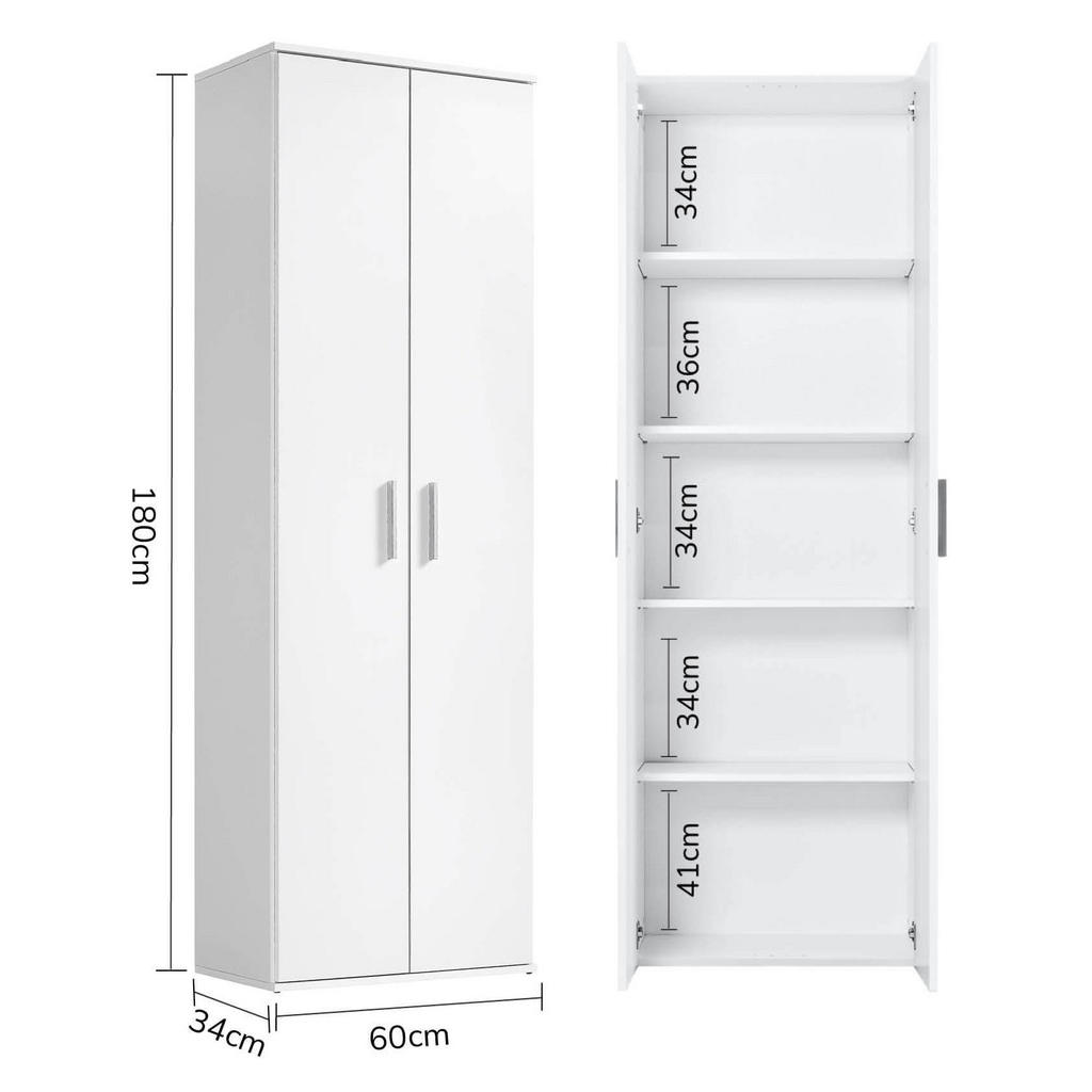 Thumbnail - Mokebo Mehrzweckschrank, Weiß, Holzwerkstoff, 4 Fächer, 60x180x34 cm, Waschküche, Mehrzweckschränke