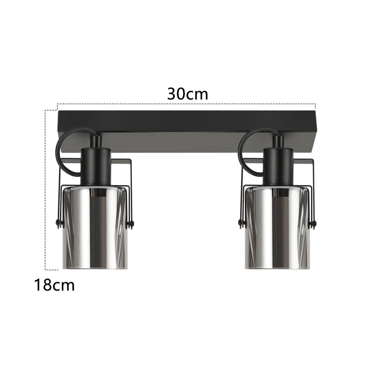 STRAHLER Minden 2-flammig 30/9.5/18 cm - Schwarz, Metall (30/9.5/18cm) - Nettlife