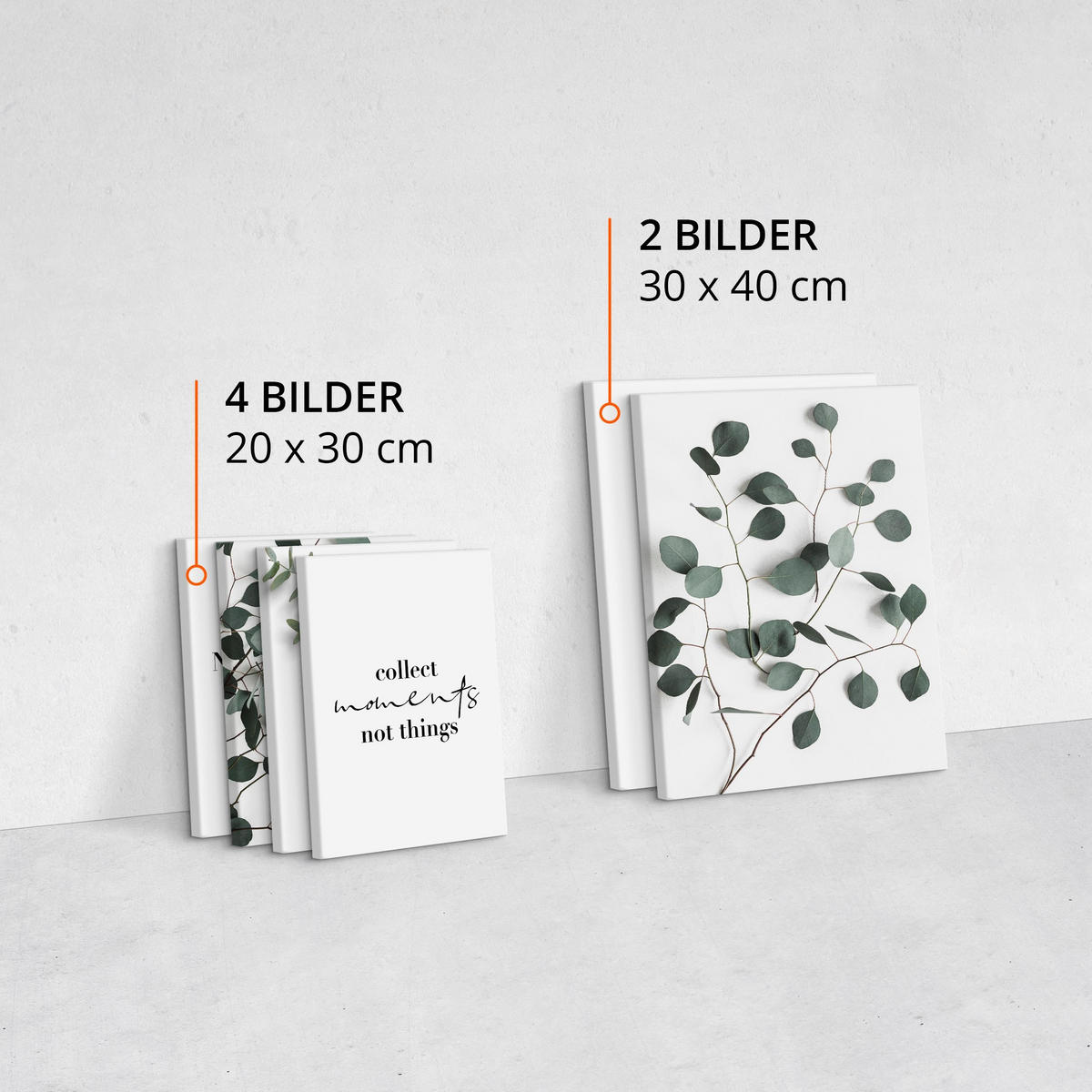 LEINWANDBILDER 6-er Set Blätter Zitate - Schwarz/Weiß, Textil (90/80cm) - Muralo
