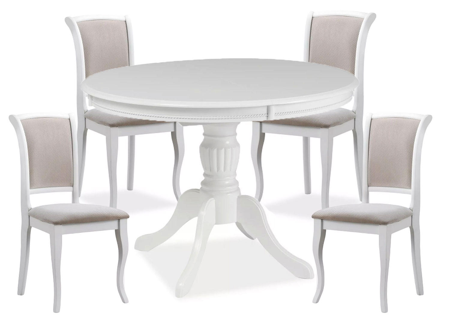 ESSZIMMER-SET Olivia 5-tlg Weiß / Beige - Beige/Weiß, Holz (286/96/106cm) - Feldmann-Wohnen