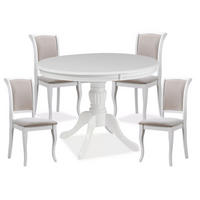 ESSZIMMER-SET Olivia 5-tlg Weiß / Beige - Beige/Weiß, Holz (286/96/106cm) - Feldmann-Wohnen