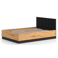 DOPPELBETT Urso Gold Craft Eiche / Schwarz 145 / 208 / 90 cm - Schwarz/Braun, Holz/Metall (140/200cm) - Feldmann-Wohnen