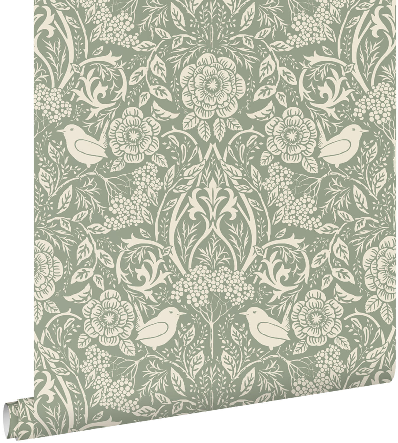 TAPETE Blumen und Vögel im Jugendstil 50 x 900 cm - Grün, Papier (50/900cm) - ESTAhome