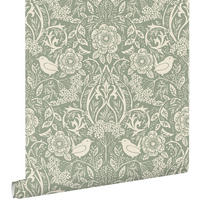 TAPETE Blumen und Vögel im Jugendstil 50 x 900 cm - Grün, Papier (50/900cm) - ESTAhome