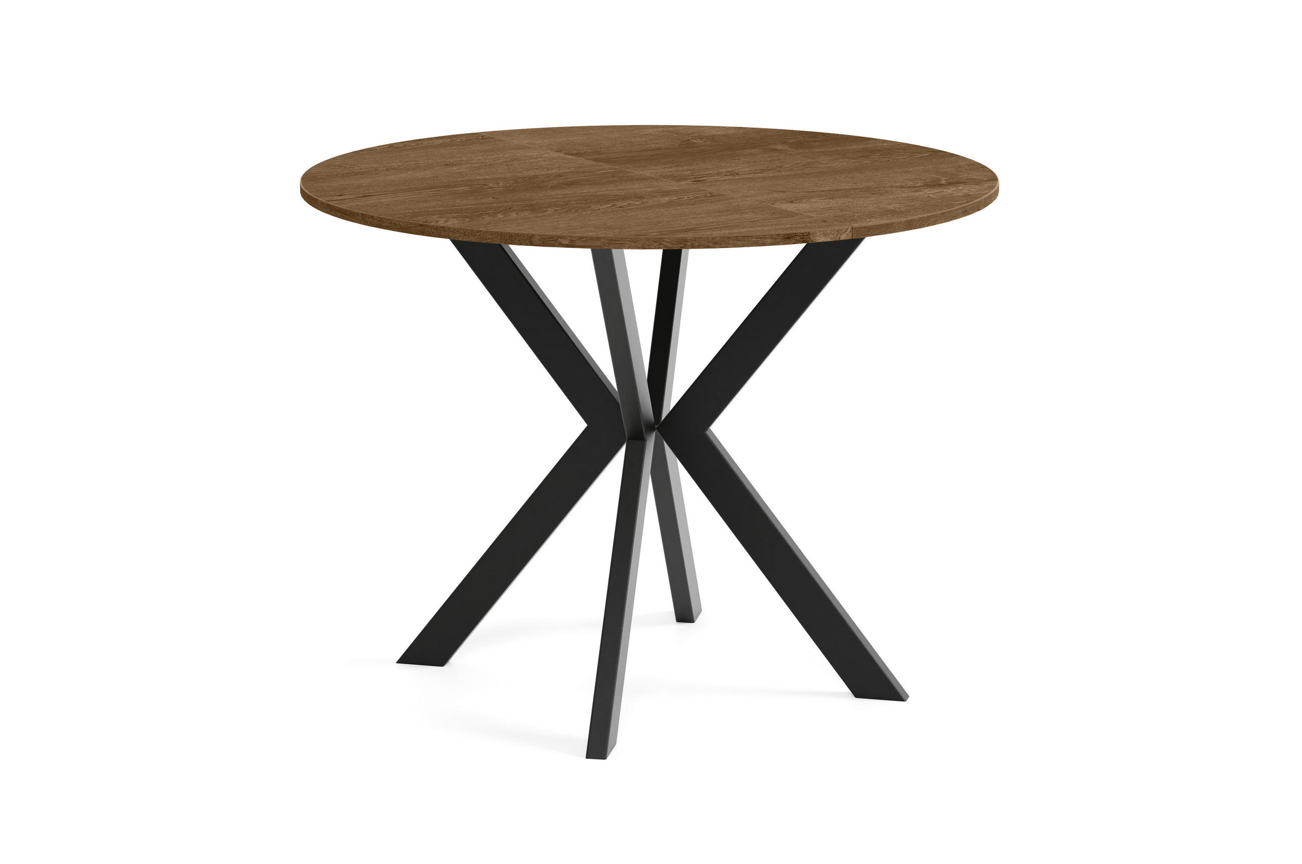 Meblini Esstisch Wildeiche, Schwarz 100x76x100 cm