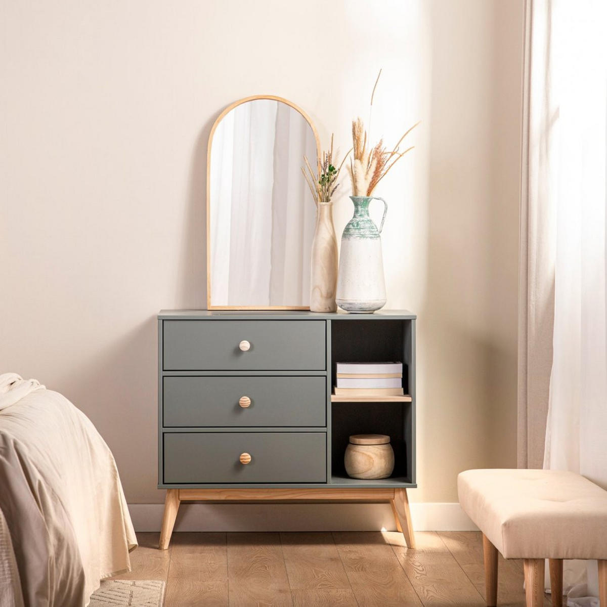 KOMMODE MIT SCHUBLADEN Luke Grün 90 cm x 81 cm - Grün, Holzwerkstoff (90/81/40cm) - Klast Home