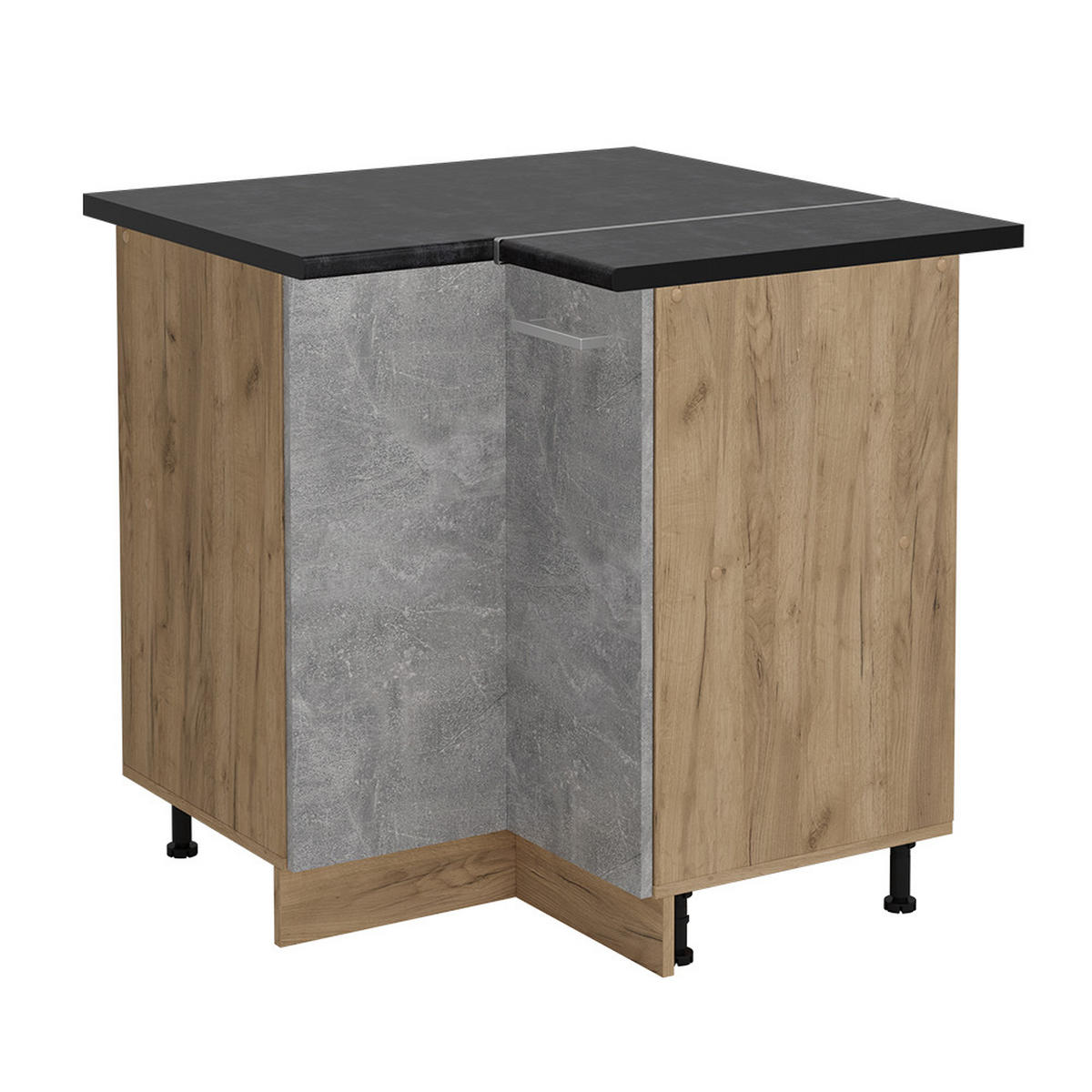 ECKUNTERSCHRANK R-Line Beton 75.6 cm , AP Anthrazit - Honigeiche/Schieferfarben, Holzwerkstoff (75.6/81.6/60cm) - Vicco