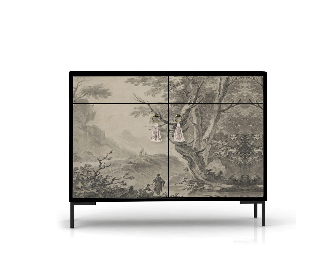 SIDEBOARD aus MDF mit 2 Türen und 2 Schubladen mit dem Aufdruck ALISE WASHER WOMAN - Grau, Holzwerkstoff (90/84/45cm) - RNT By Really Nice Things