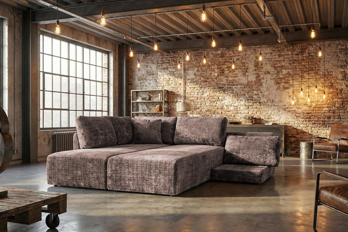 SCHLAFSOFA SADIRA Taupe Flachgewebe - Taupe/Schwarz, Kunststoff/Textil (288/209cm) - KAWOLA