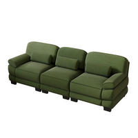 3-SITZER-SOFA mit Lendenkissen, Cordbezug, DE-42659, Grün - Grün, Holz (265/94/88.5cm) - ComfortXL