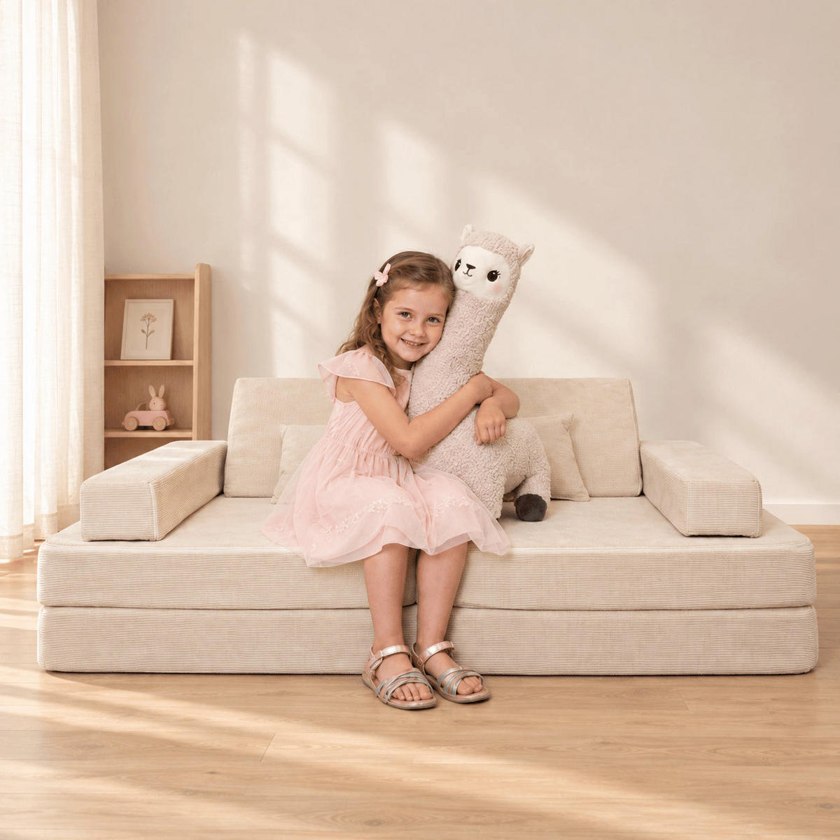KINDERSOFA Cordsamt Türkis - Blau, Textil (160/24/80cm) - AngeLove