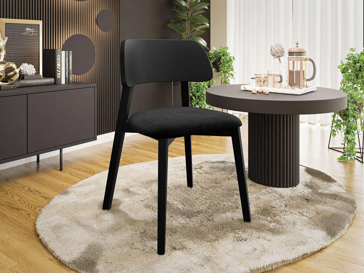 POLSTERSTUHL Dario, Holzfarbe: Schwarz - Schwarz, Holz/Textil (47/80/50cm) - MIRJAN24