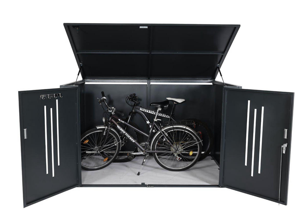 FAHRRADGARAGE 4er 121x202x150cm Anthrazit - Anthrazit, Metall (202/121/150cm) - PROREGAL