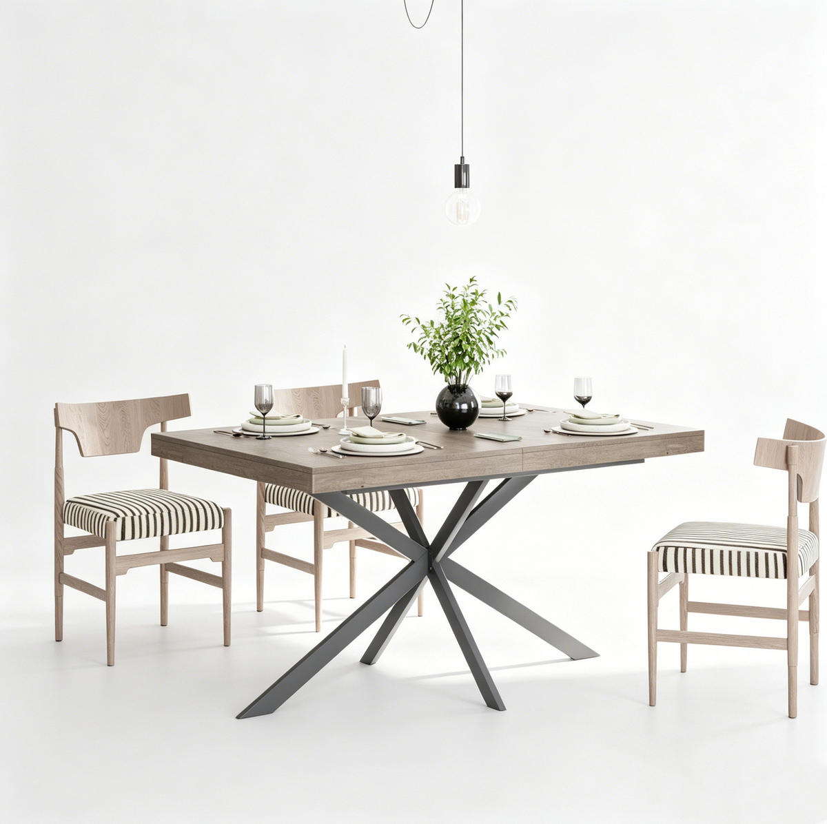 ESSTISCH 140-180/80/76 cm in Grau aus MDF mit Stauraum und Ausziehfunktion - Grau, Metall (80/160/76cm) - BEAOK