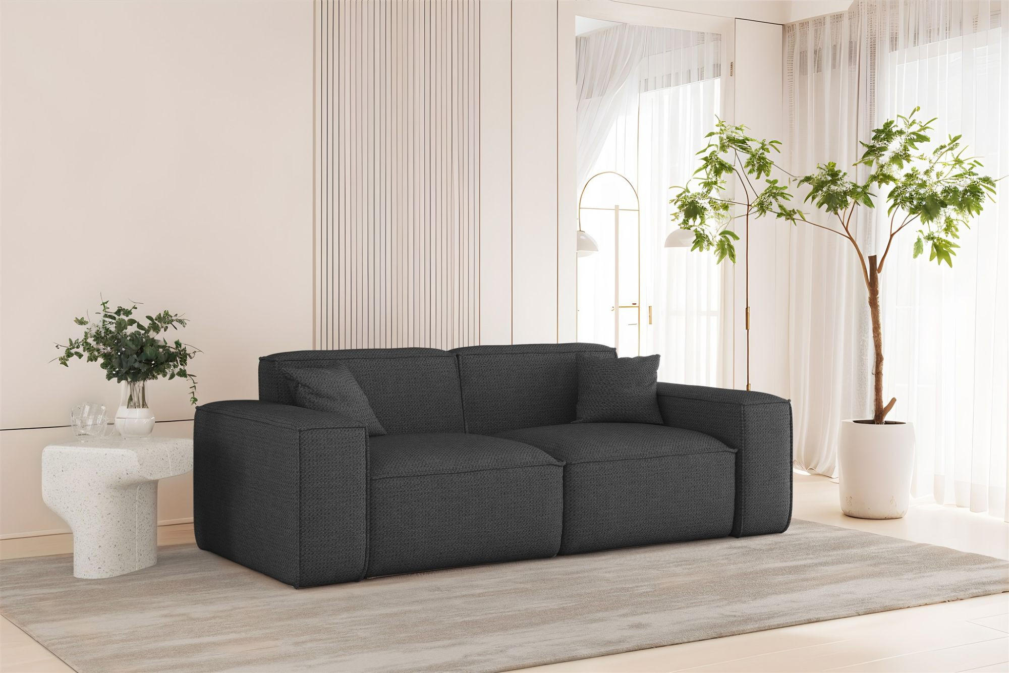 SOFA 2-sitzer Celes Premium In Artico - Anthrazit, Holzwerkstoff/Textil (182/73/90cm) - Fun Möbel