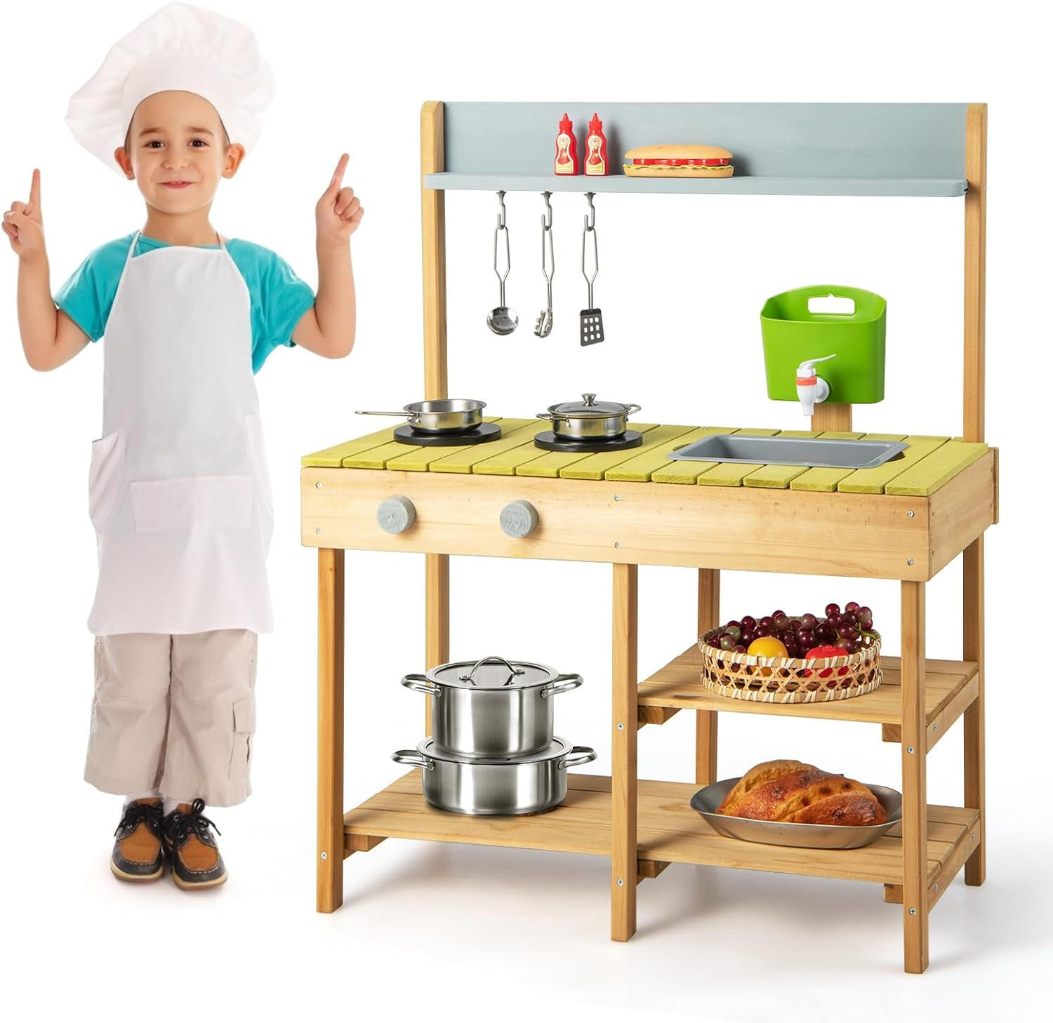 MATSCHKÜCHE Kinder Outdoor Multicolor - Multicolor, Holz (75/92/35cm) - COSTWAY