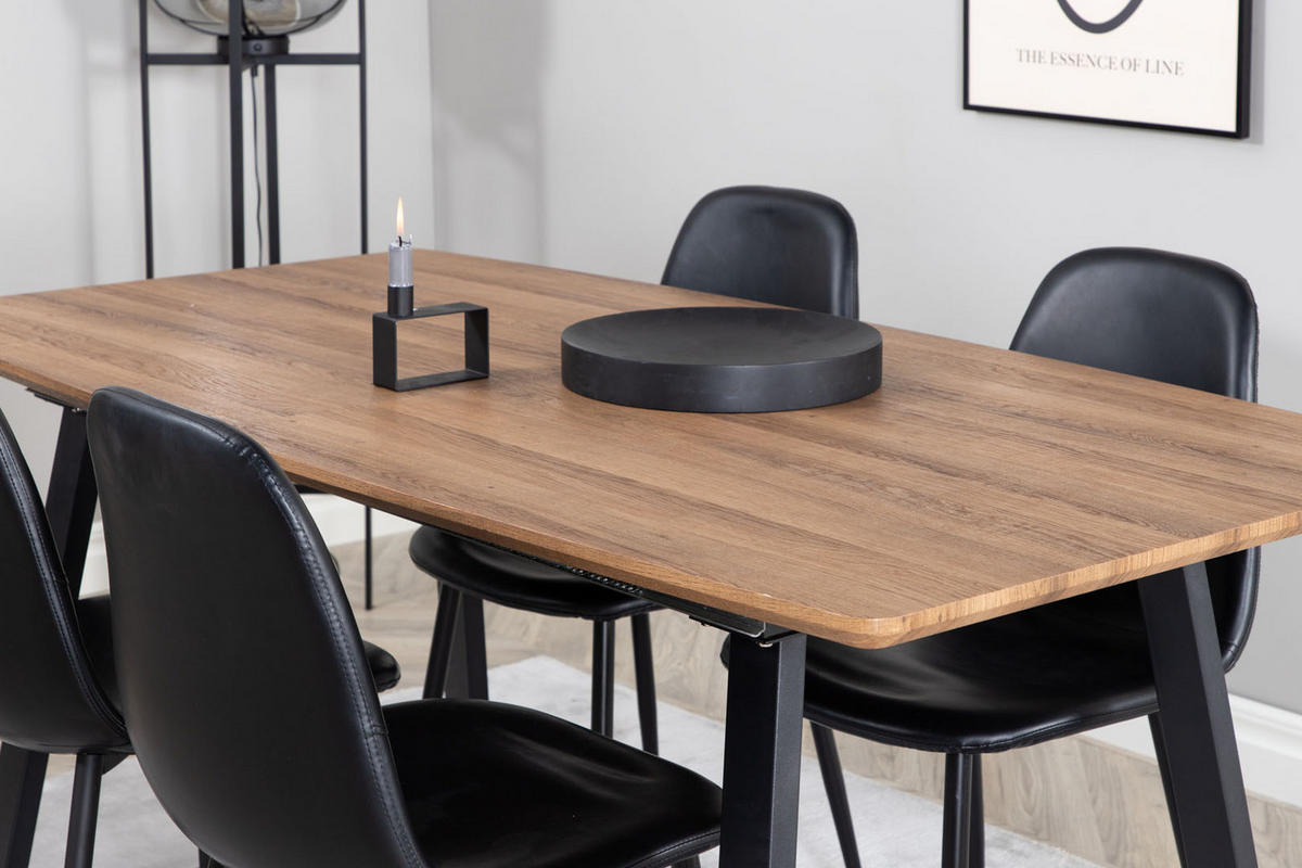 TISCHGRUPPE Schwarz - Schwarz/Braun, Holzwerkstoff (85/75/160cm) - ebuy24
