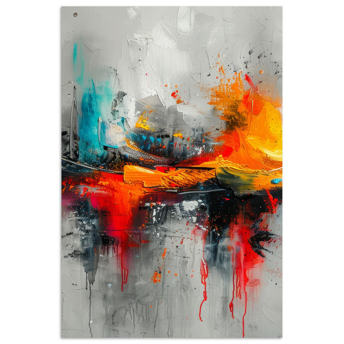 POSTER Moderne Kunst - Orange - Grau - Abstrakt 20x30 cm - Hellgrau, Papier (20/30/0.1cm) - MuchoWow