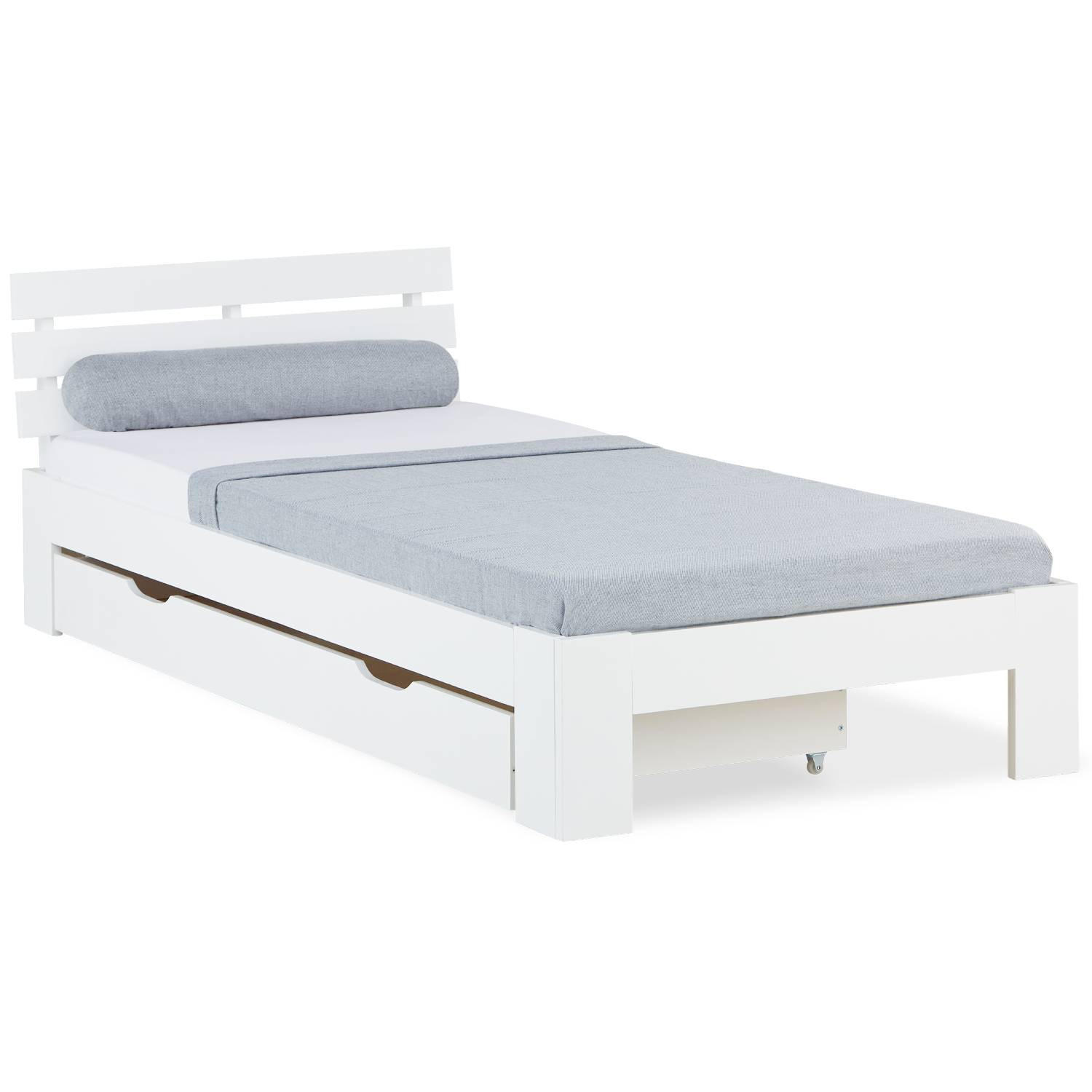 HOLZBETT mit Stauraum 90/200 cm weiss - Weiß, Holz (90/200cm) - Homestyle4u