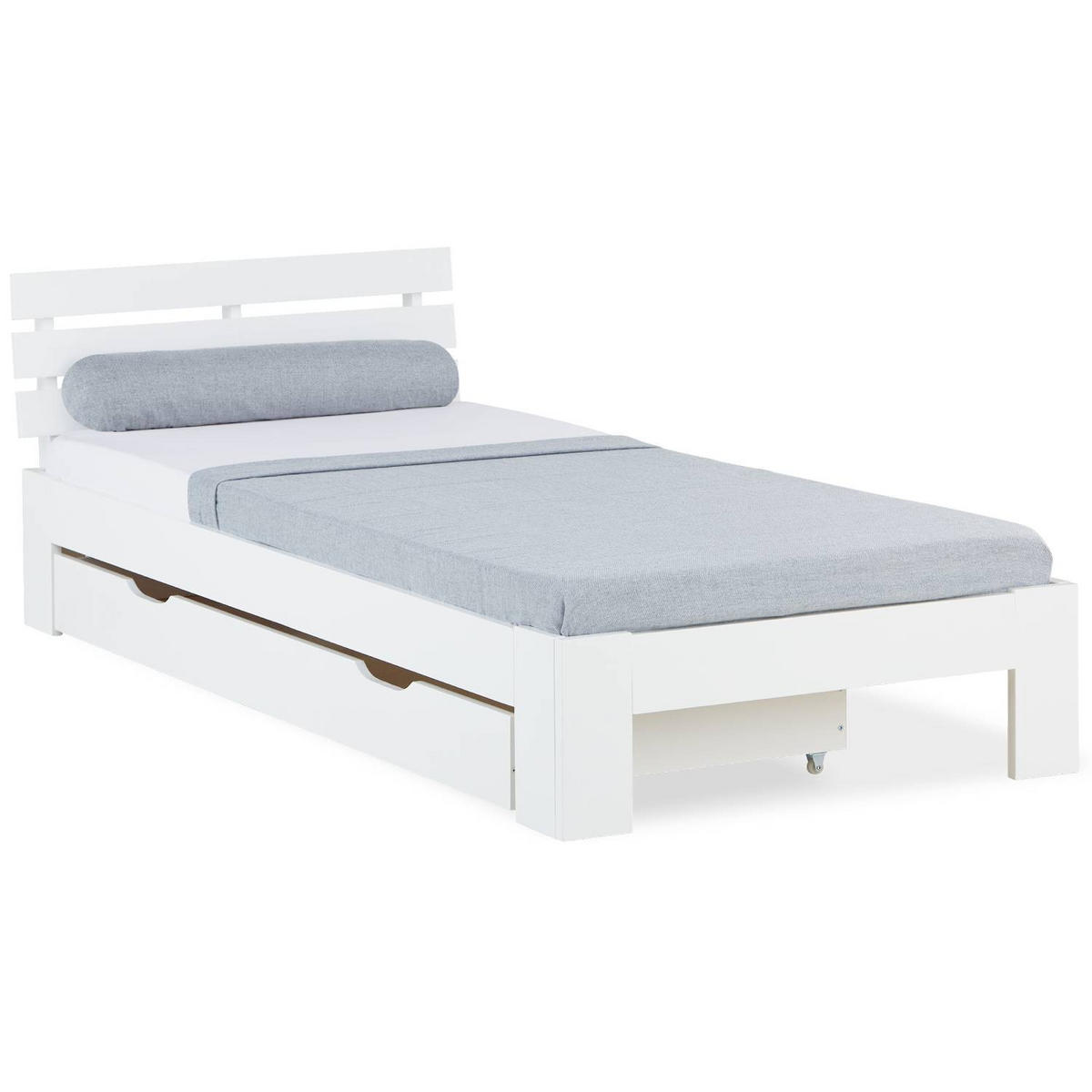 HOLZBETT mit Stauraum 90/200 cm weiss - Weiß, Holz (90/200cm) - Homestyle4u